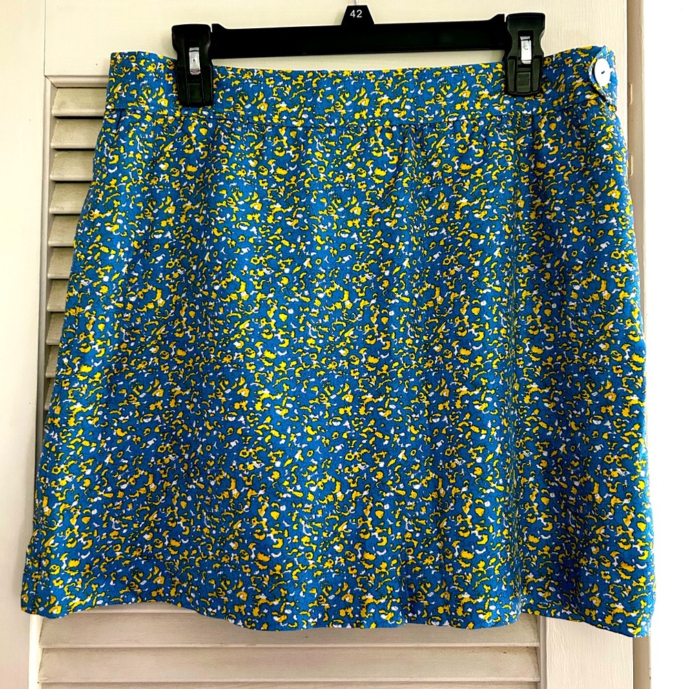 NWT APC Blue & Yellow Silk Mini Skirt Size Large